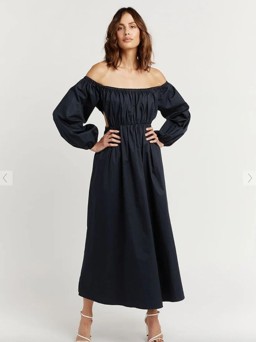 Ava Ink Off Shoulder Midi Dress - Endless - UAE Rental and Resale for Women's Fashion