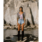 Ava V-Neck Top Silver - Endless - UAE Rental and Resale for Women's Fashion