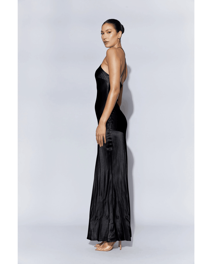 Avery Satin Maxi Halter Dress - Endless - UAE Rental and Resale for Women's Fashion