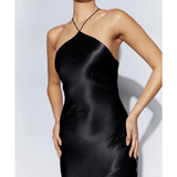 Avery Satin Maxi Halter Dress - Endless - UAE Rental and Resale for Women's Fashion