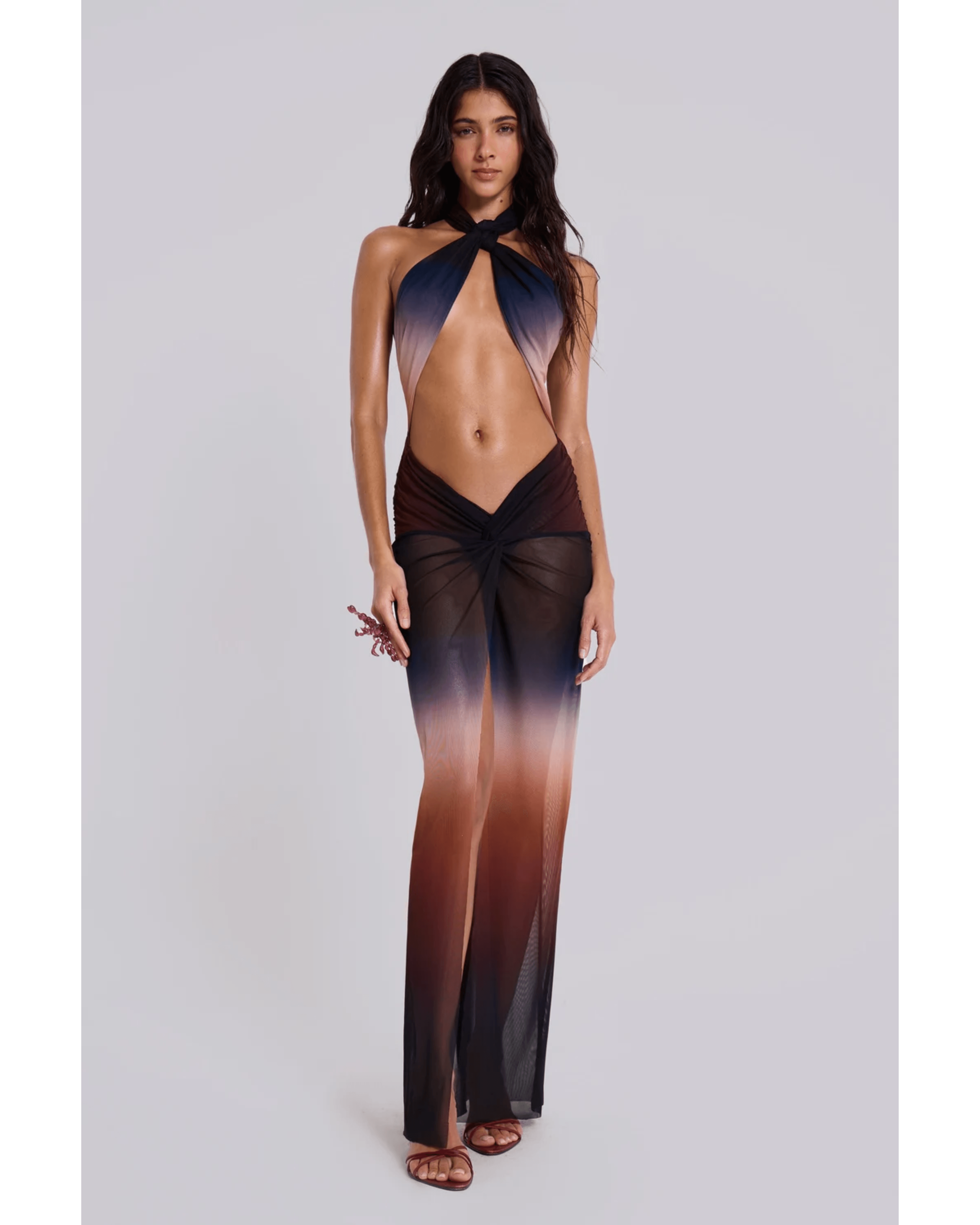 Azevedo Knotted Halter Maxi Dress - Endless - UAE Rental and Resale for Women's Fashion