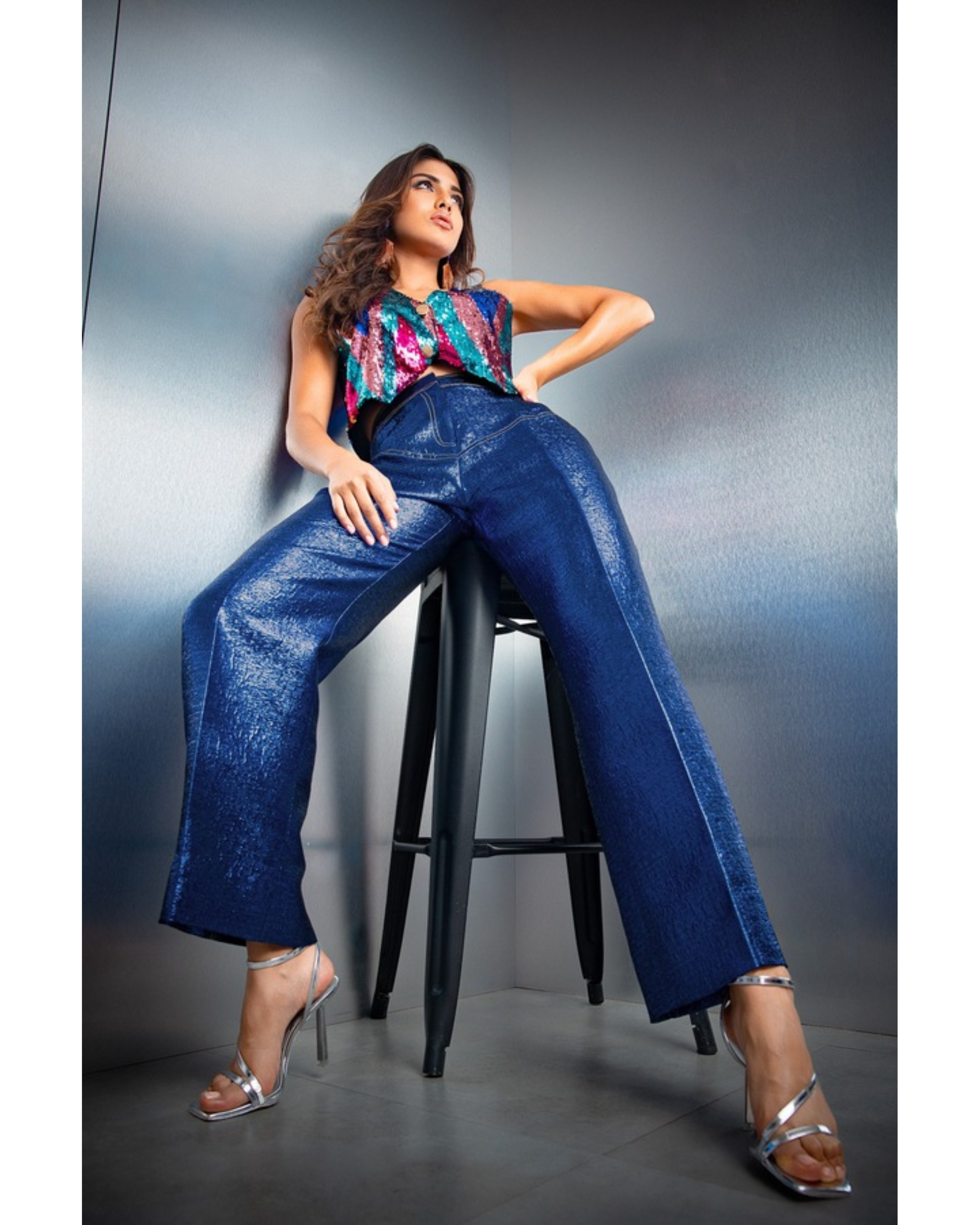 Azure Metalic Trouser - Endless - UAE Rental and Resale for Women's Fashion