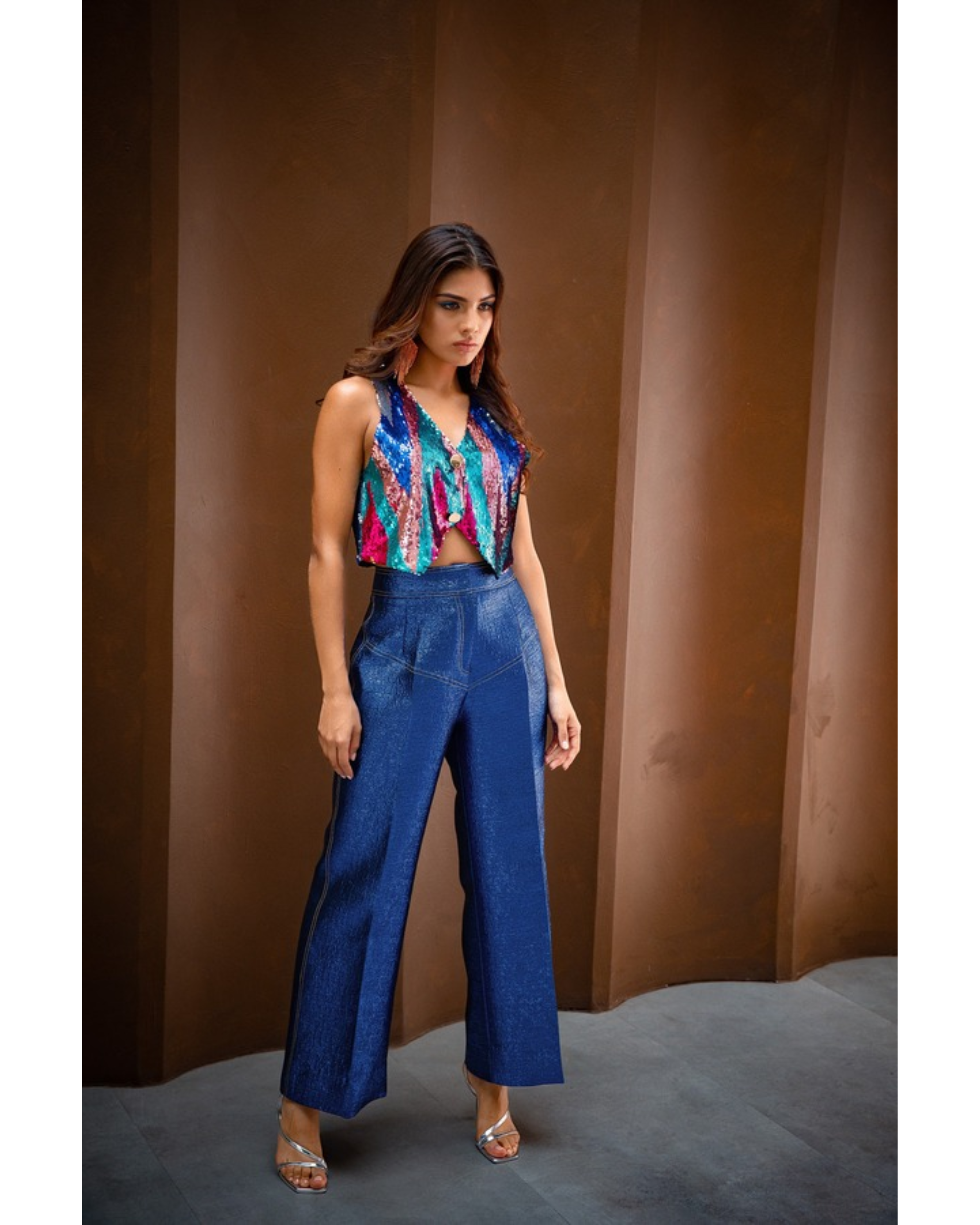 Azure Metalic Trouser - Endless - UAE Rental and Resale for Women's Fashion