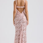 Azzurra blush lace godet gown with sweetheart neckline and spaghetti straps — House of CB | Endless UAE