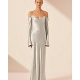 La Lune Off Shoulder Tie Maxi Dress