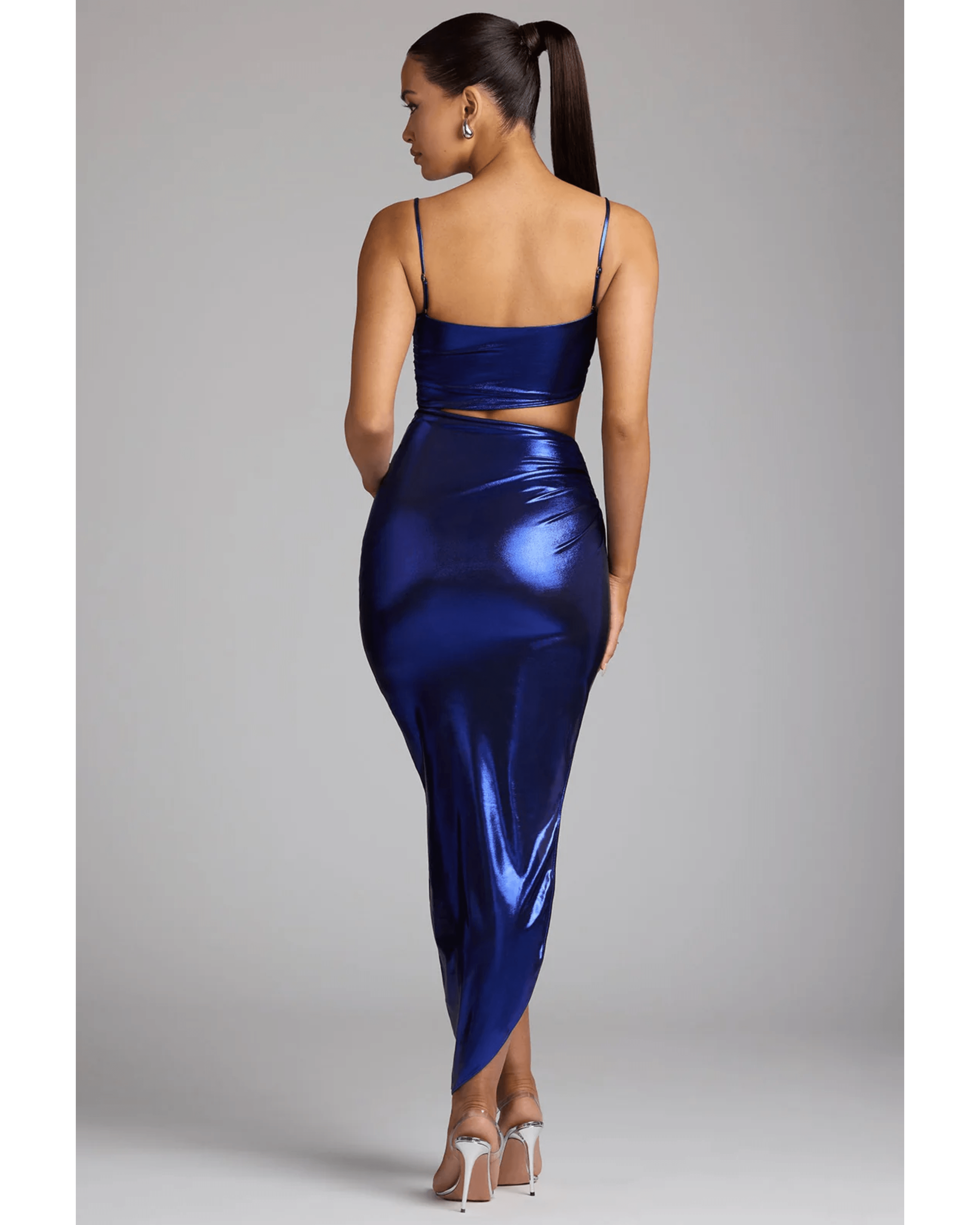 Bahati Draped Metallic Jersey Maxi Dress - Endless - UAE Rental and Resale for Women's Fashion