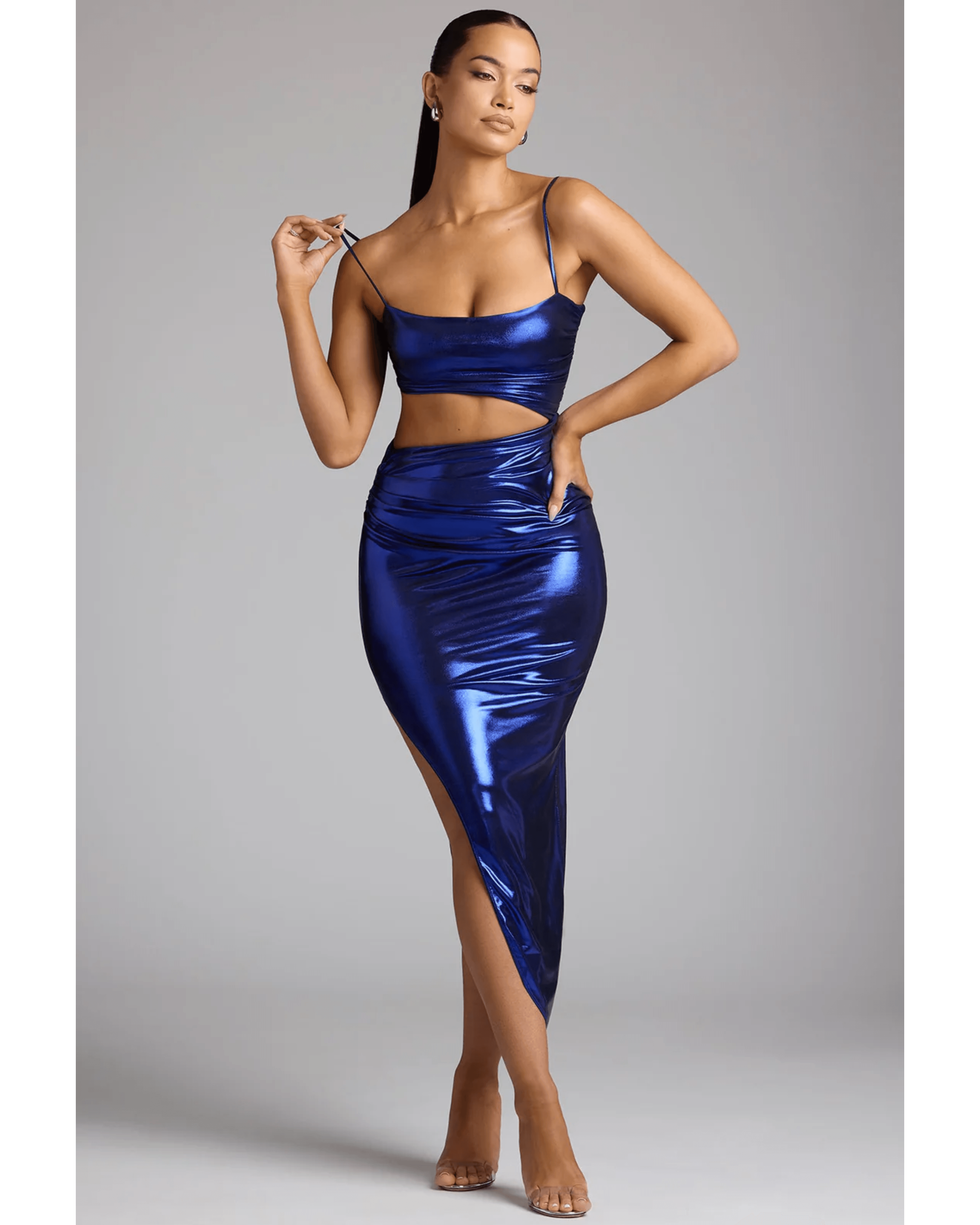 Bahati Draped Metallic Jersey Maxi Dress - Endless - UAE Rental and Resale for Women's Fashion