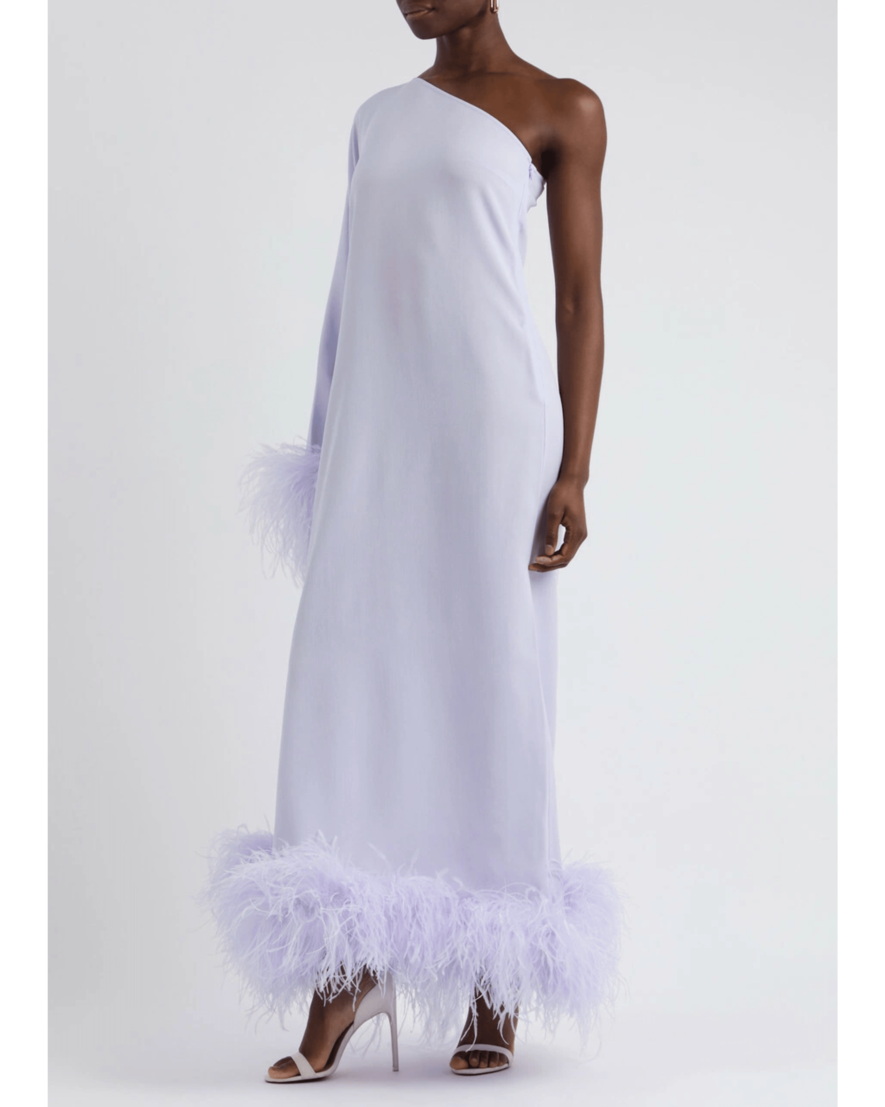 Balear One-shoulder Feather-trimmed Maxi Dress - Endless - UAE Rental and Resale for Women's Fashion