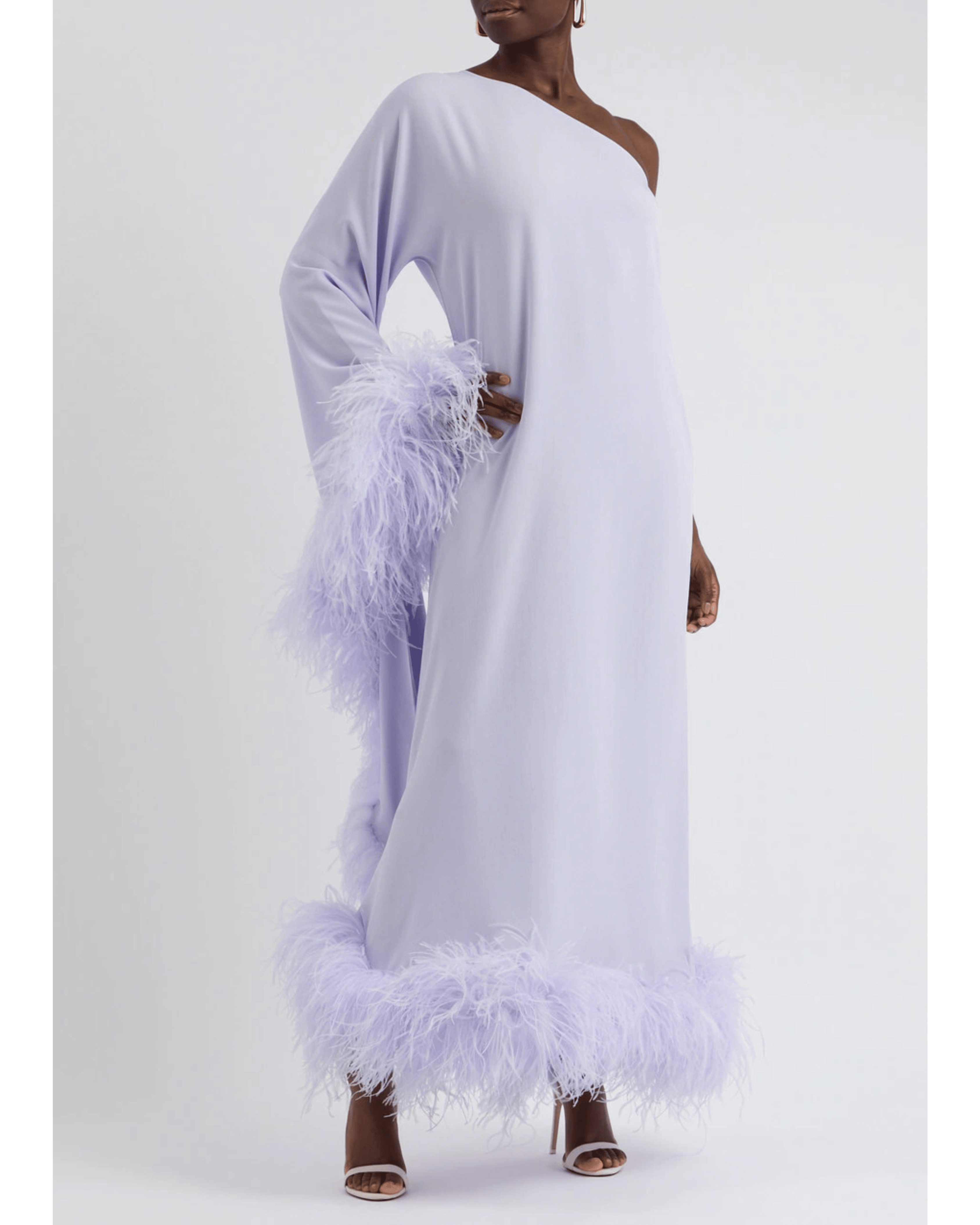 Balear One-shoulder Feather-trimmed Maxi Dress - Endless - UAE Rental and Resale for Women's Fashion