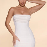 Basel Embellished Strapless Cowl Neck Mini Dress - Endless - UAE Rental and Resale for Women's Fashion