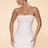 Basel Embellished Strapless Cowl Neck Mini Dress - Endless - UAE Rental and Resale for Women's Fashion