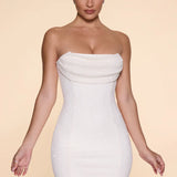 Basel Embellished Strapless Cowl Neck Mini Dress - Endless - UAE Rental and Resale for Women's Fashion