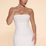 Basel Embellished Strapless Cowl Neck Mini Dress - Endless - UAE Rental and Resale for Women's Fashion