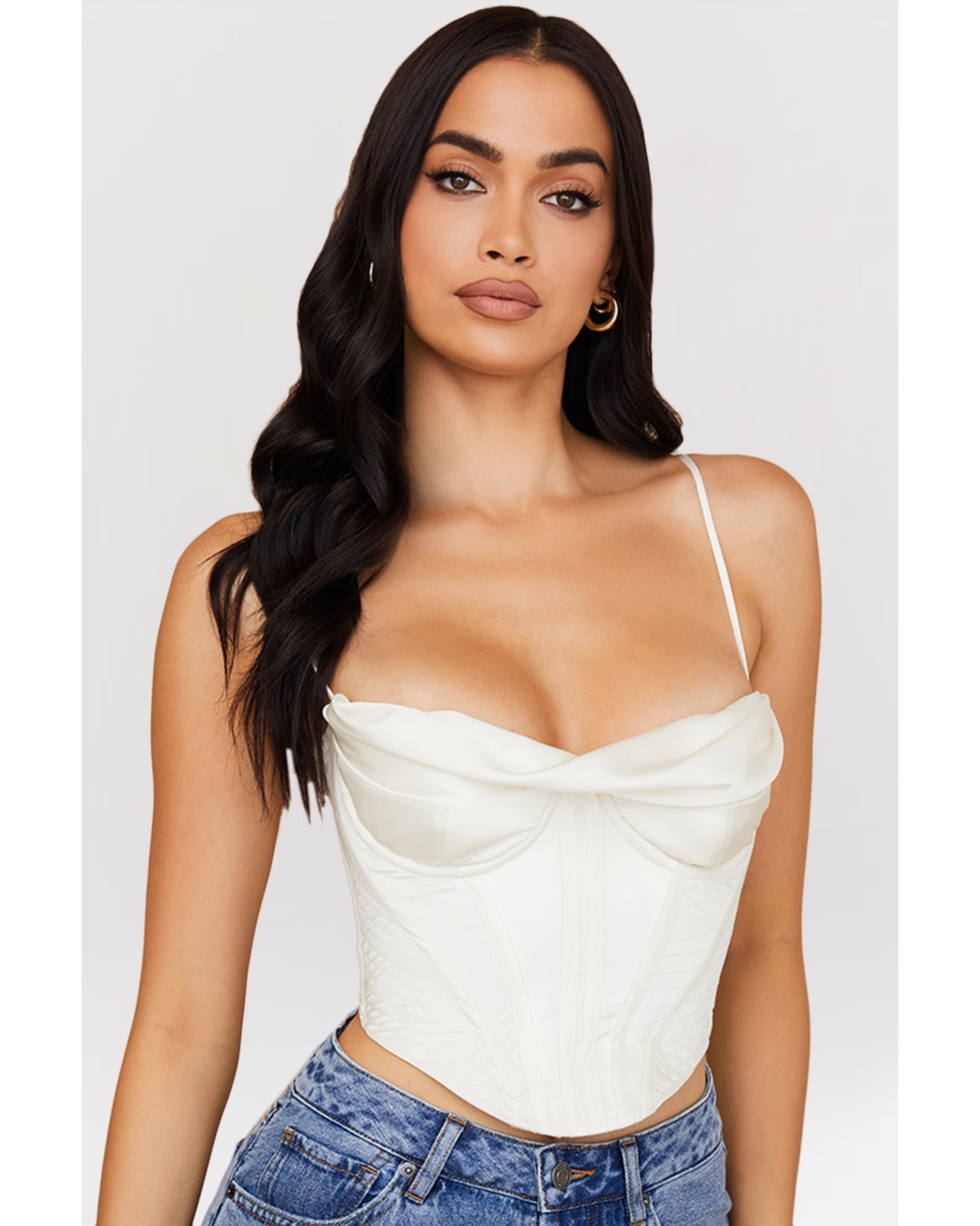 Bea Ivory Satin Draped Corset - Endless - UAE Rental and Resale for Women's Fashion