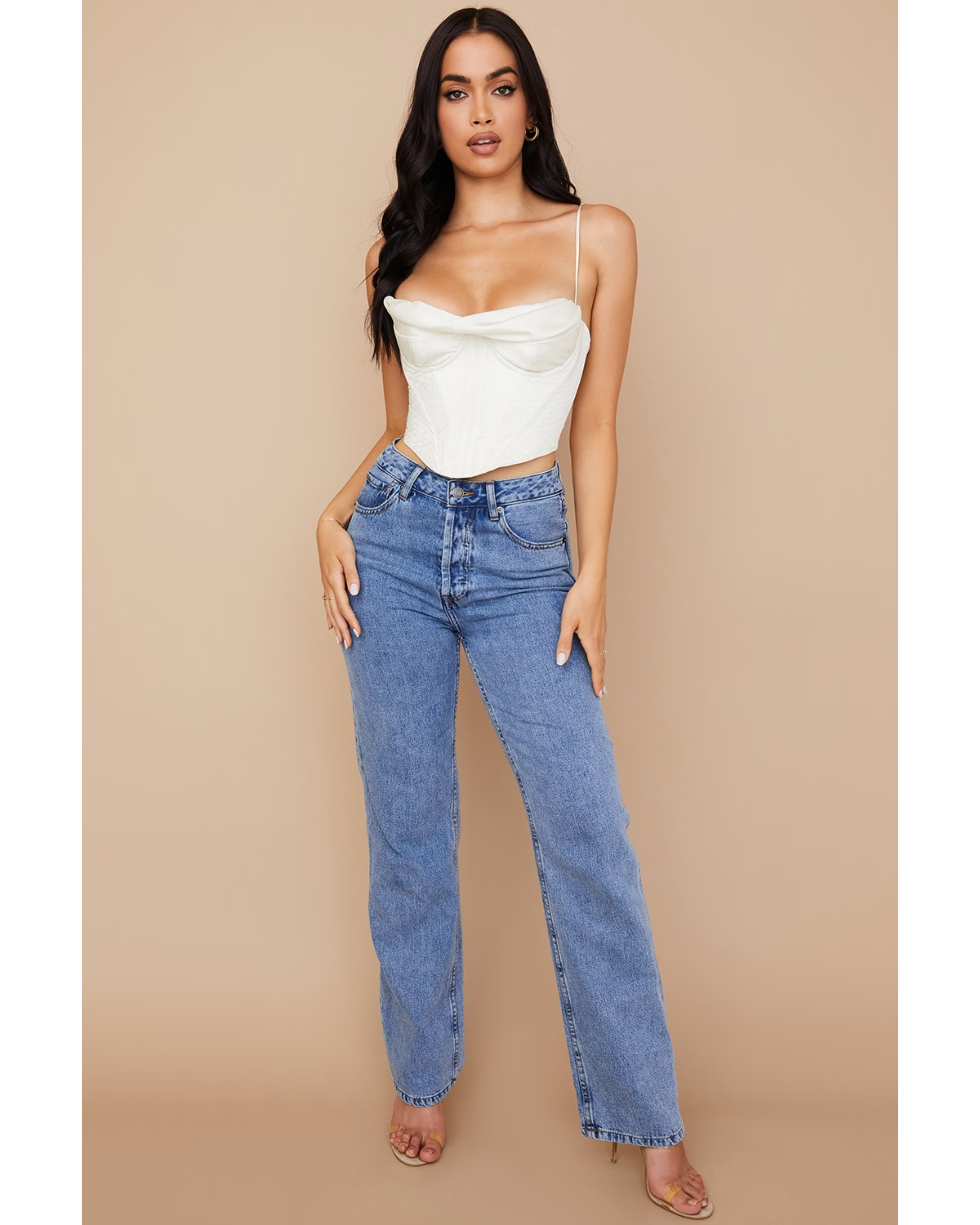 Bea Ivory Satin Draped Corset - Endless - UAE Rental and Resale for Women's Fashion