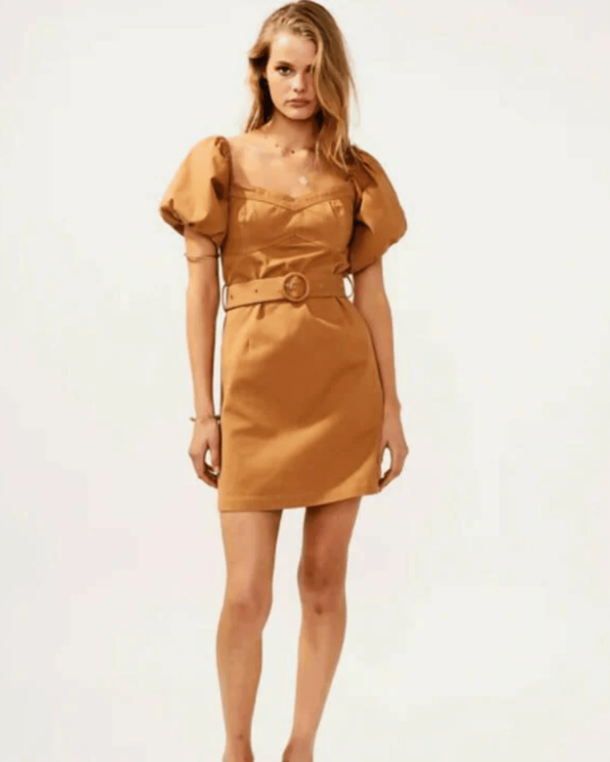 Beige Belted Cute Mini Dress - Endless - UAE Rental and Resale for Women's Fashion