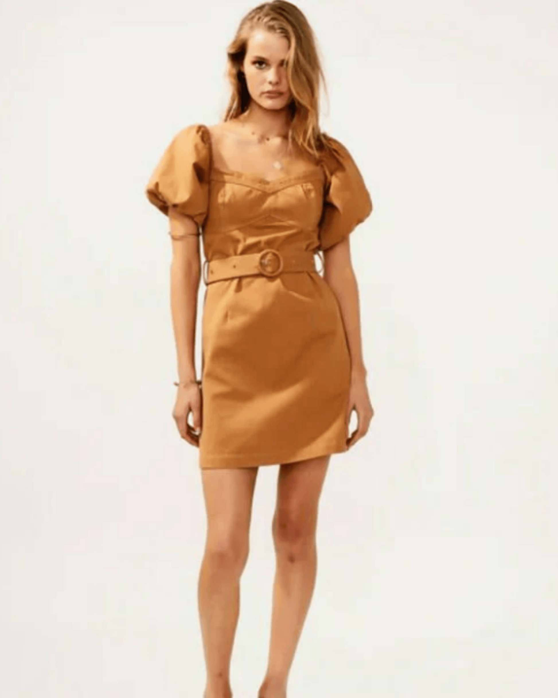 Beige Belted Cute Mini Dress - Endless