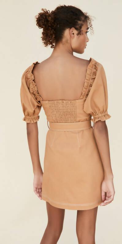 Beige Belted Cute Mini Dress - Endless