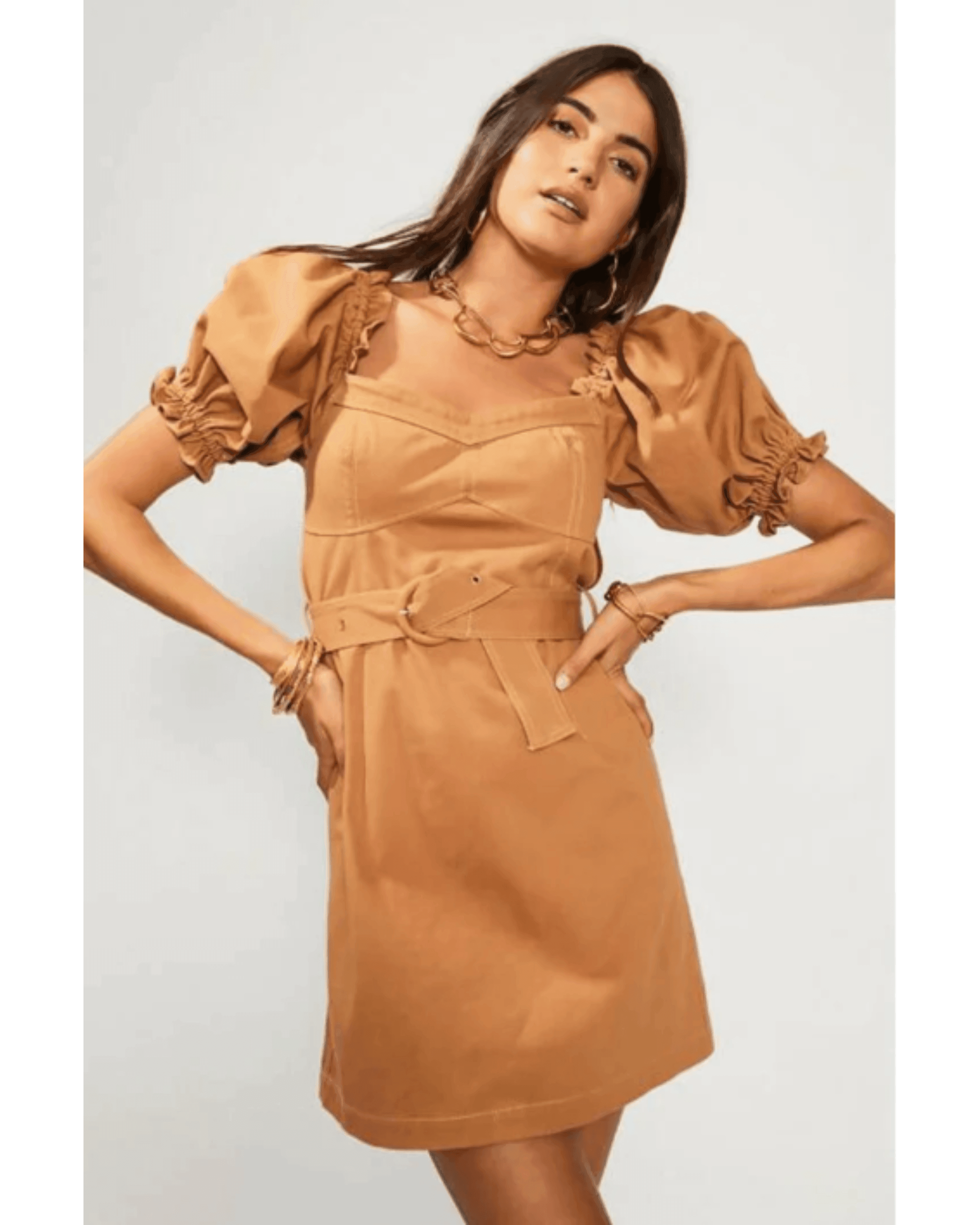 Beige Belted Cute Mini Dress - Endless - UAE Rental and Resale for Women's Fashion