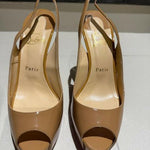 Beige Patent Leather Lady Peep Slingback Pumps - Endless - UAE Rental and Resale for Women's Fashion