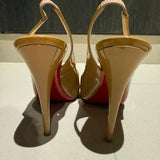 Beige Patent Leather Lady Peep Slingback Pumps - Endless - UAE Rental and Resale for Women's Fashion