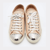 Beige Patent Leather Metal Cap Toe Low Top Sneakers - Endless - UAE Rental and Resale for Women's Fashion
