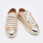 Beige Patent Leather Metal Cap Toe Low Top Sneakers - Endless - UAE Rental and Resale for Women's Fashion