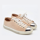 Beige Patent Leather Metal Cap Toe Low Top Sneakers - Endless - UAE Rental and Resale for Women's Fashion