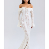 Belle Vintage Floral Lace Off Shoulder Maxi Dress - Endless - UAE Rental and Resale for Women's Fashion