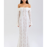 Belle Vintage Floral Lace Off Shoulder Maxi Dress - Endless - UAE Rental and Resale for Women's Fashion
