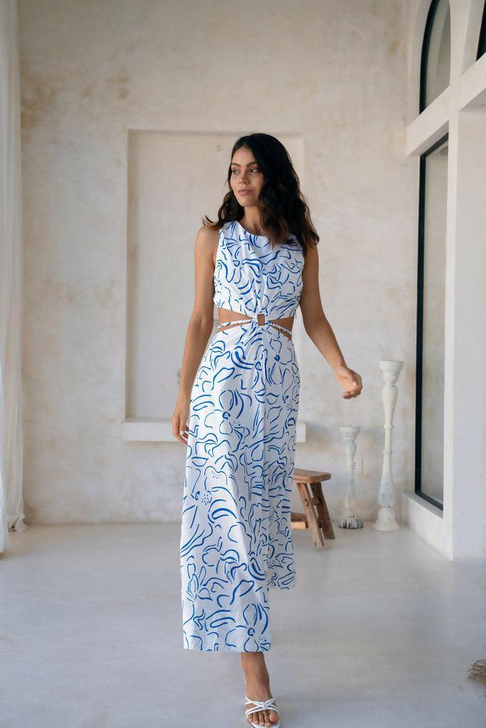 Bianca Blue Floral Maxi Dress - Endless - UAE Rental and Resale for Women's Fashion