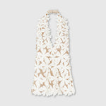 White floral cutout short dress with halter neckline — Bahia Maria | Endless UAE
