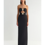 Black Body-Fitting Sun Accessory Detailed Shiny Jewelled Strapless Gown - Endless - UAE Rental and Resale for Women's Fashion