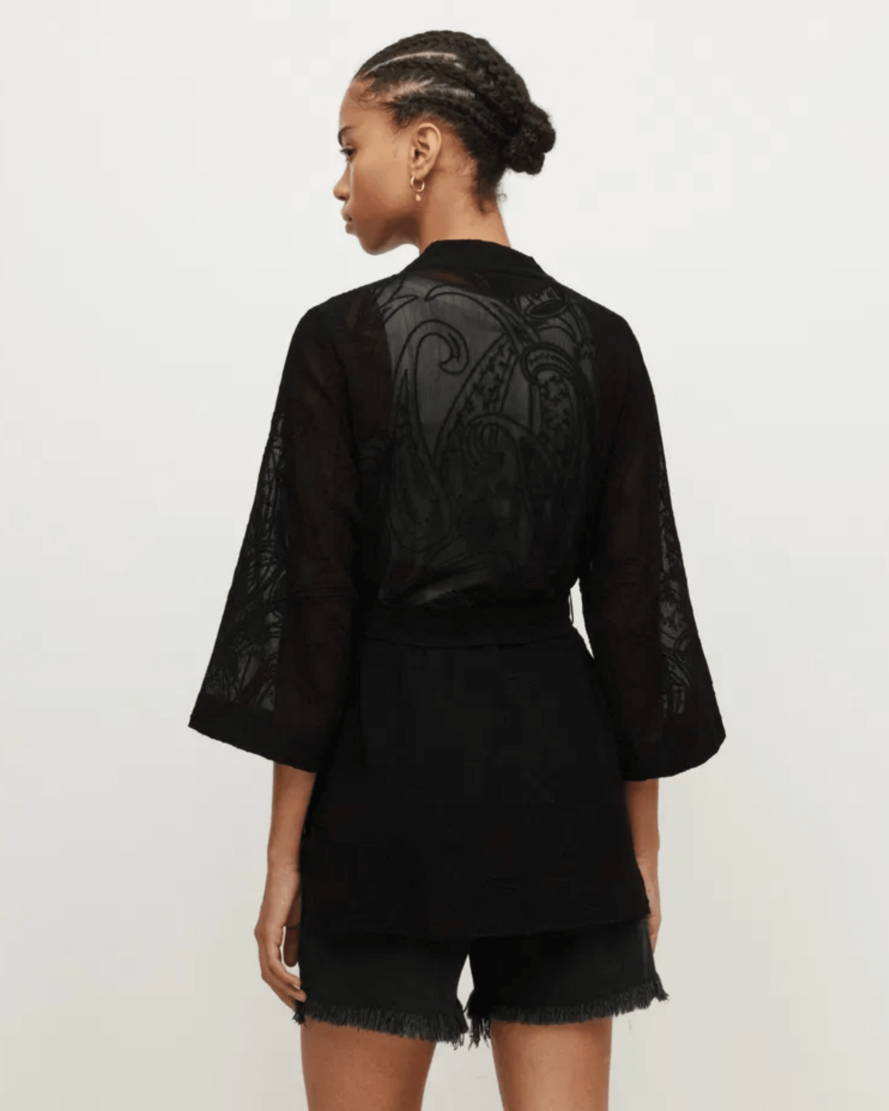 Black Carina Ossia Embroidered Kimono - Endless - UAE Rental and Resale for Women's Fashion