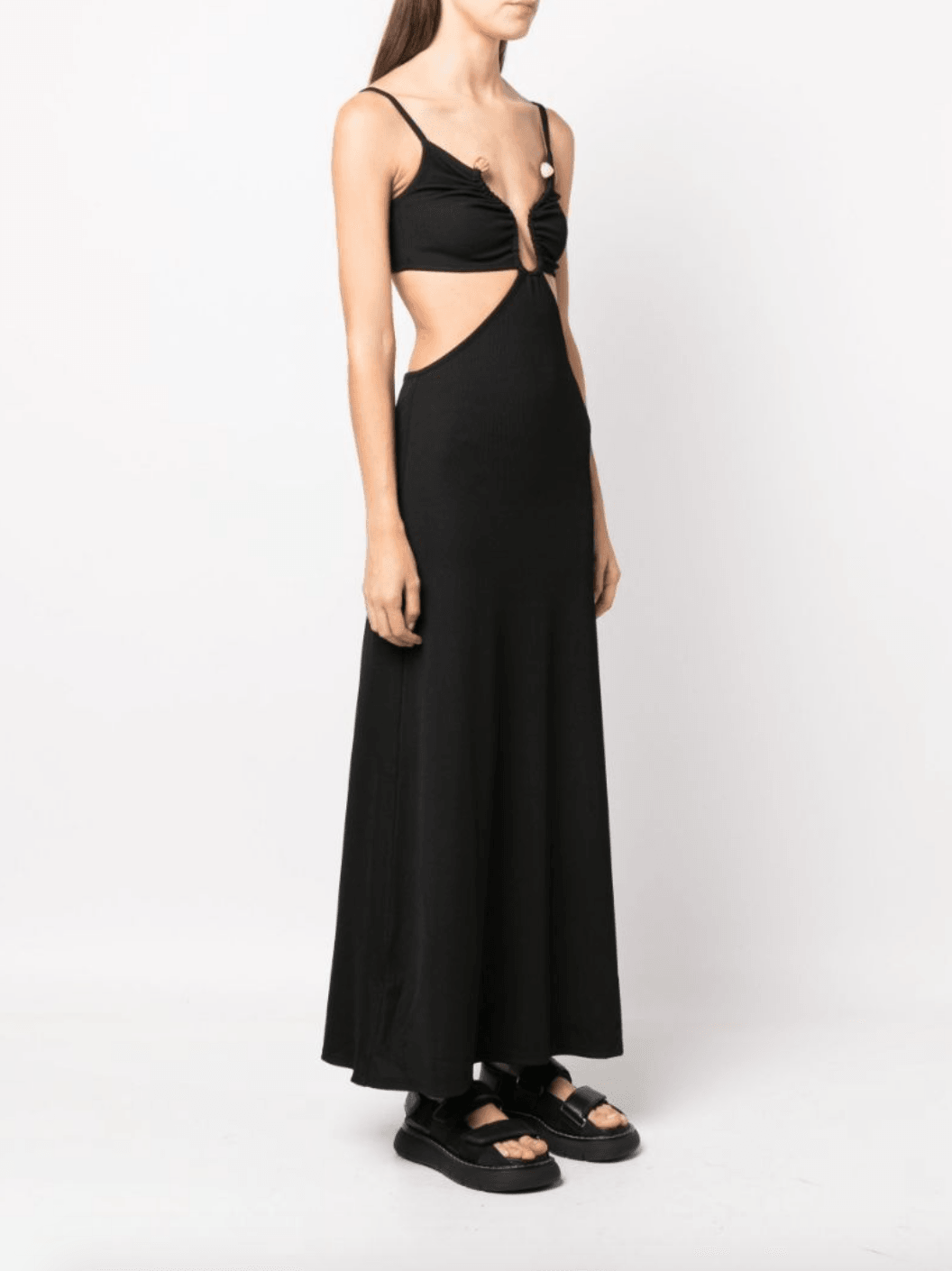 Black Crystal Torso Bra Maxi Dress - Endless