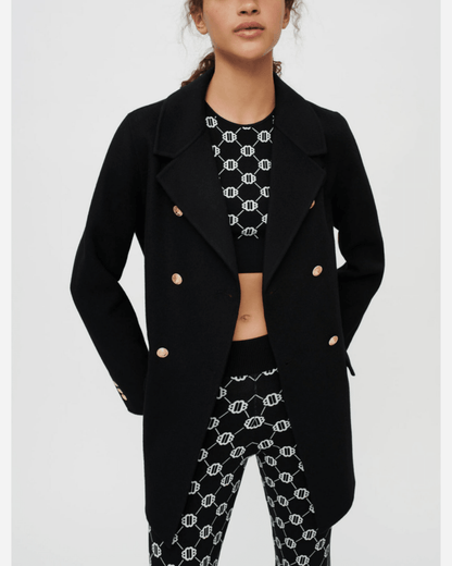 Black Double-Faced Coat With Belt - Endless