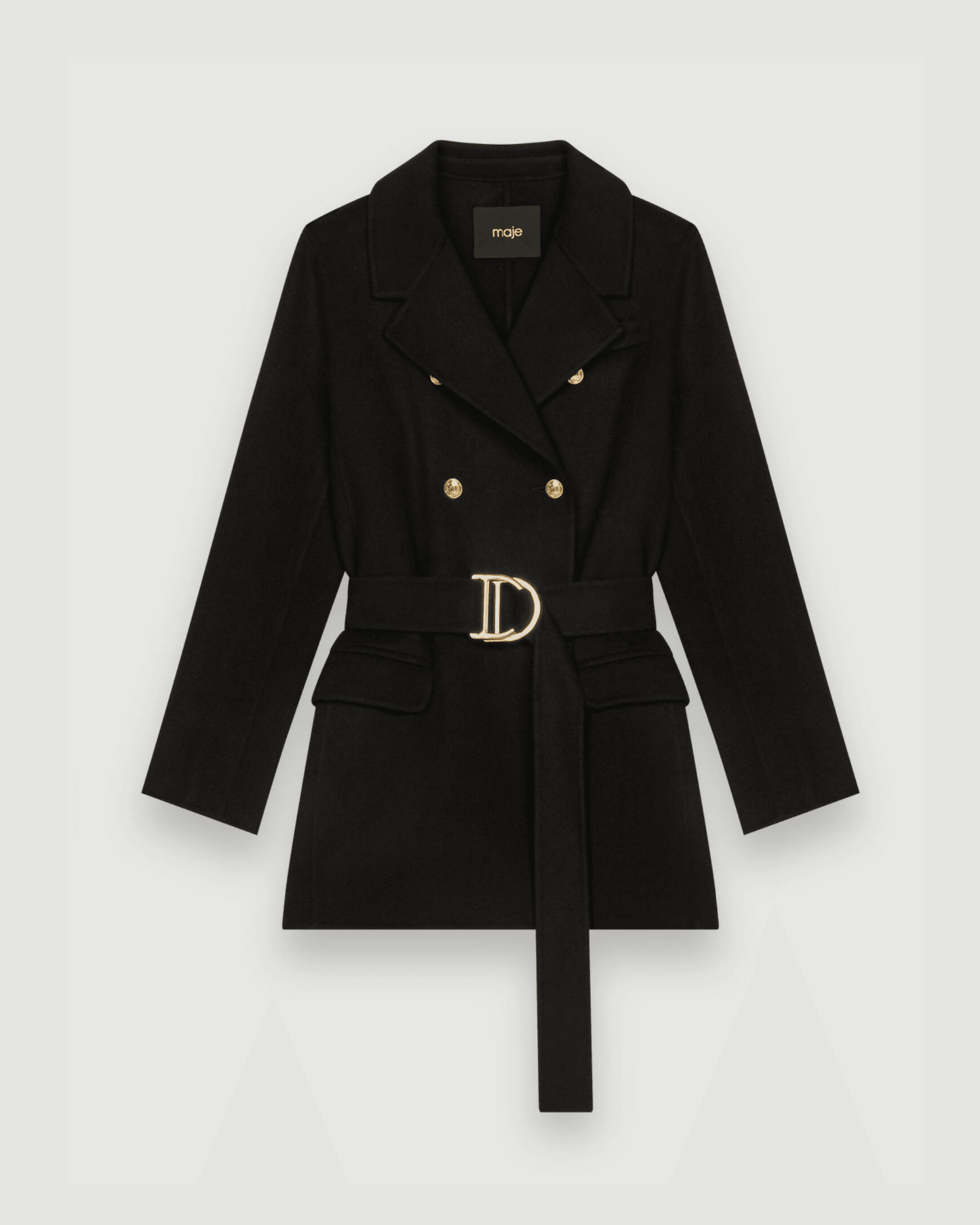 Black Double-Faced Coat With Belt - Endless