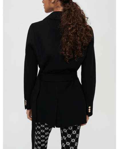 Black Double-Faced Coat With Belt - Endless