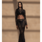 Black Floral Crop Top & Maxi Skirt Set - Endless - UAE Rental and Resale for Women's Fashion