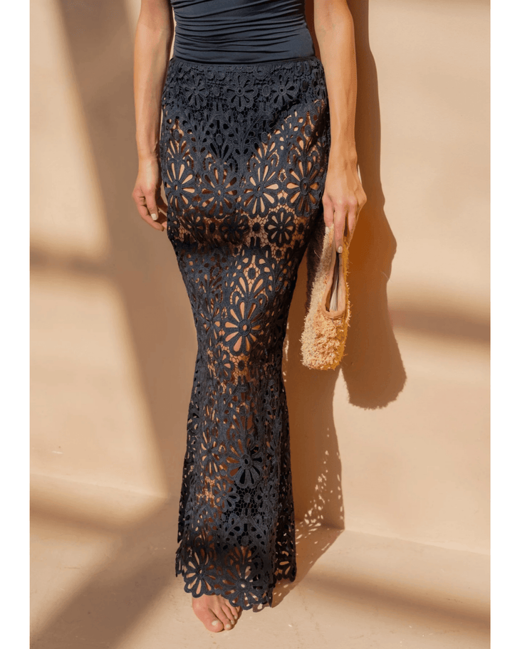 Black Floral Crop Top & Maxi Skirt Set - Endless - UAE Rental and Resale for Women's Fashion