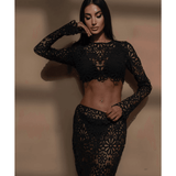 Black Floral Crop Top & Maxi Skirt Set - Endless - UAE Rental and Resale for Women's Fashion