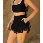 Black Floral Mini Shorts - Endless - UAE Rental and Resale for Women's Fashion
