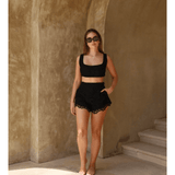 Black Floral Mini Shorts - Endless - UAE Rental and Resale for Women's Fashion