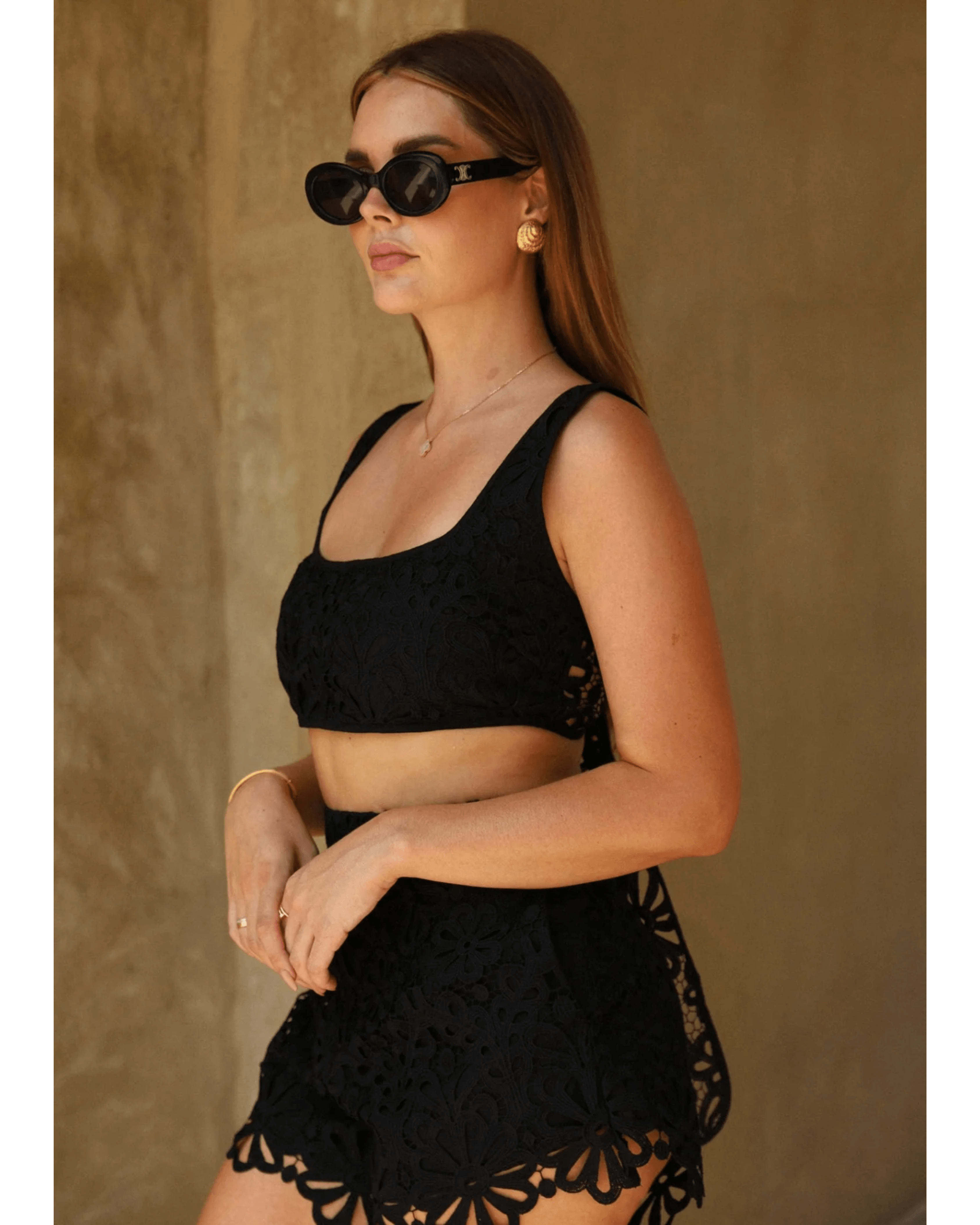 Black Floral Mini Shorts - Endless - UAE Rental and Resale for Women's Fashion