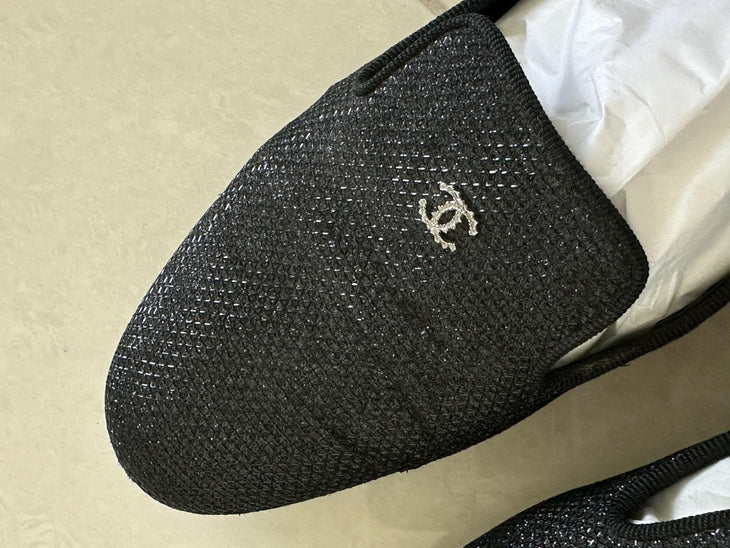 Black Glitter Fabric Mocassin Loafers - Endless - UAE Rental and Resale for Women's Fashion