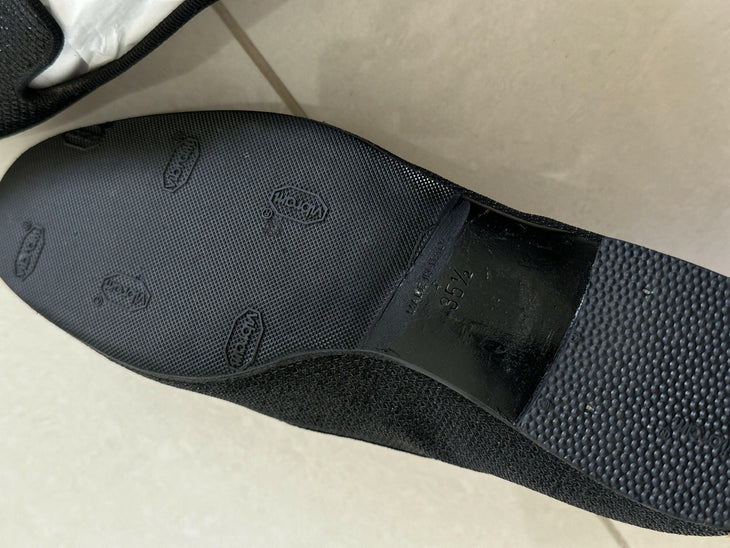 Black Glitter Fabric Mocassin Loafers - Endless - UAE Rental and Resale for Women's Fashion