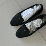 Black Glitter Fabric Mocassin Loafers - Endless - UAE Rental and Resale for Women's Fashion