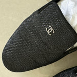 Black Glitter Fabric Mocassin Loafers - Endless - UAE Rental and Resale for Women's Fashion