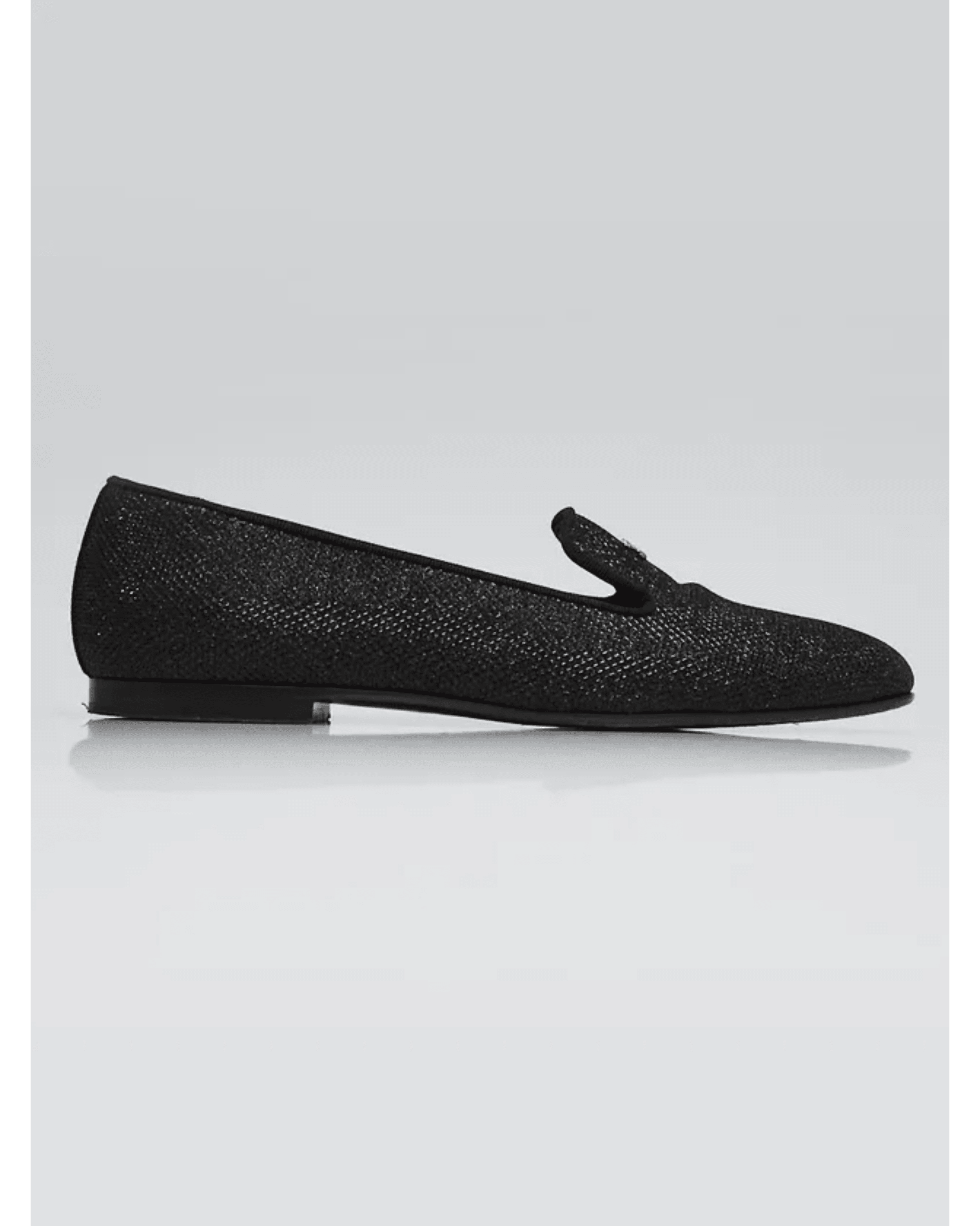 Black Glitter Fabric Mocassin Loafers - Endless - UAE Rental and Resale for Women's Fashion