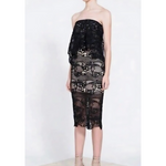 Black Lace Overlay Strapless Midi Dress - Endless - UAE Rental and Resale for Women's Fashion